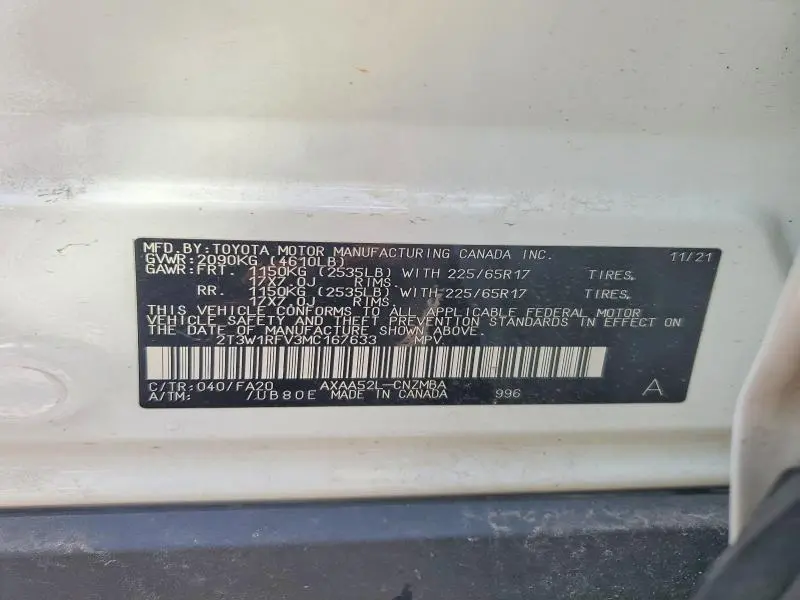 2021 TOYOTA RAV4 XLE  