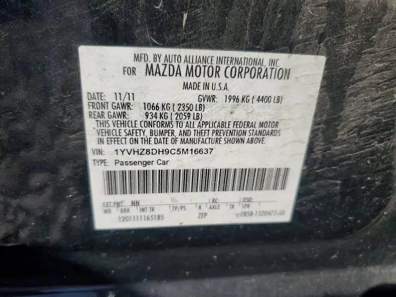 2012 MAZDA 6 I  