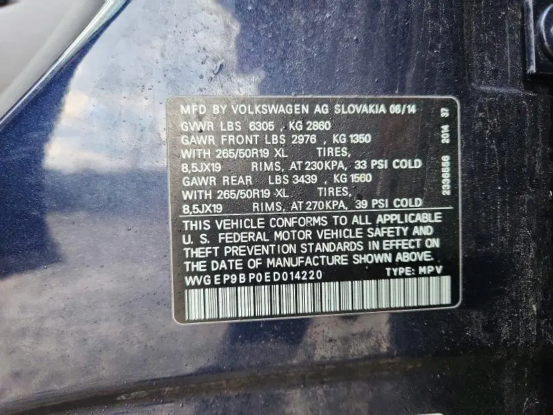2014 VOLKSWAGEN TOUAREG V6 TDI  