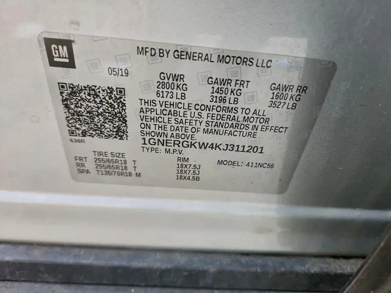 2019 CHEVROLET TRAVERSE LT  