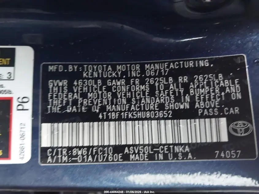 2017 TOYOTA CAMRY LE