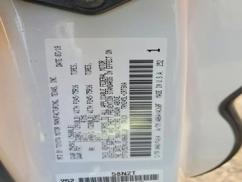 2018 TOYOTA TACOMA SR  