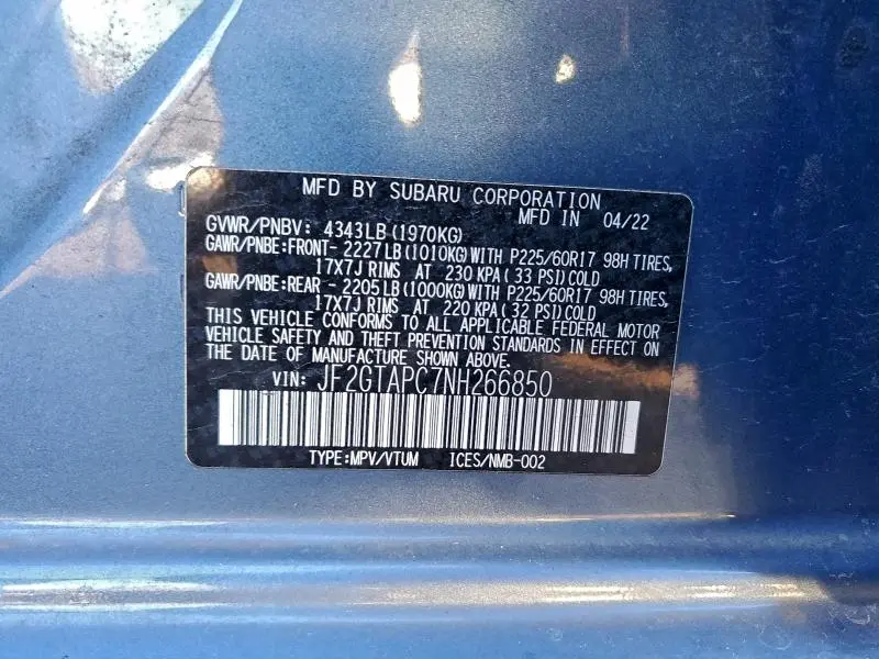 2022 SUBARU CROSSTREK PREMIUM  