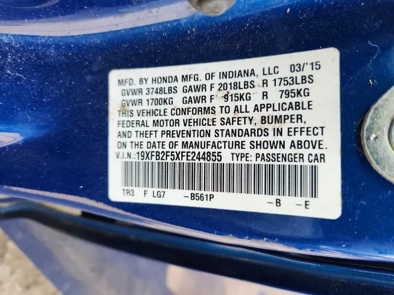 2015 HONDA CIVIC LX  