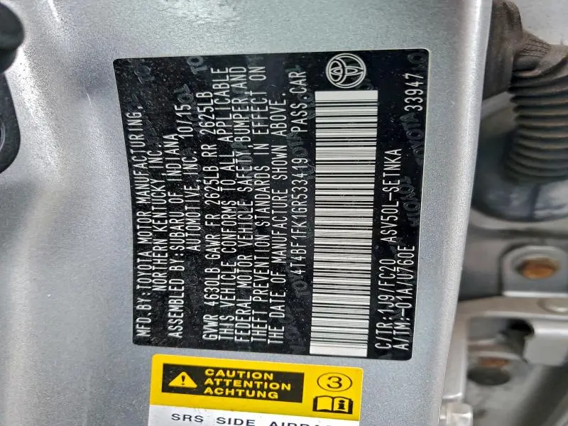 2016 TOYOTA CAMRY LE  