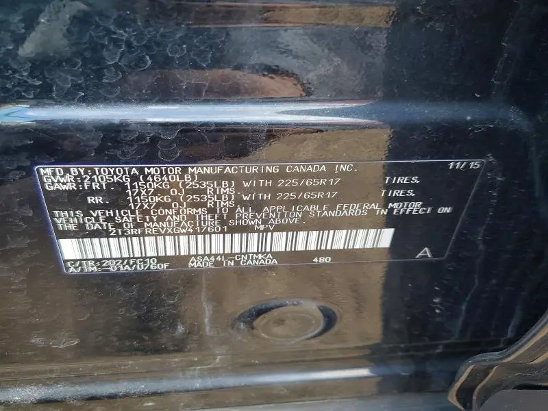 2016 TOYOTA RAV4 XLE  