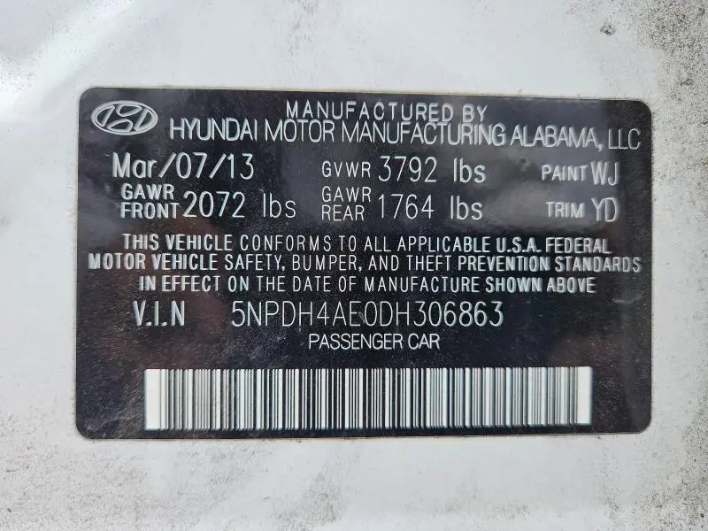 2013 HYUNDAI ELANTRA GLS  