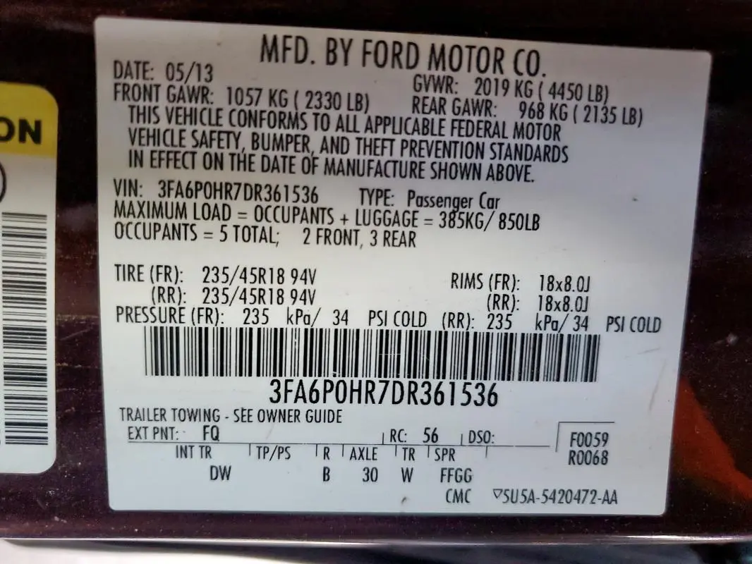 2013 FORD FUSION SE  