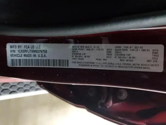 2022 RAM 1500 LARAMIE  