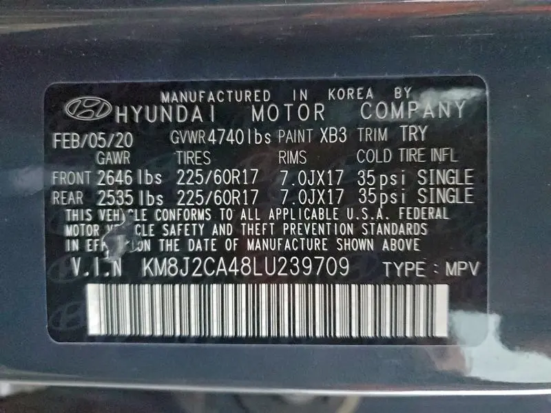 2020 HYUNDAI TUCSON SE  