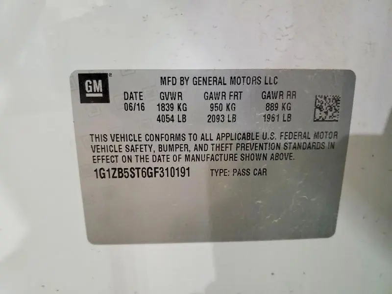 2016 CHEVROLET MALIBU LS  