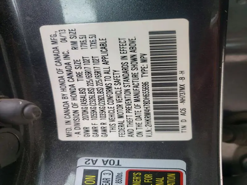 2013 HONDA CR-V EXL  