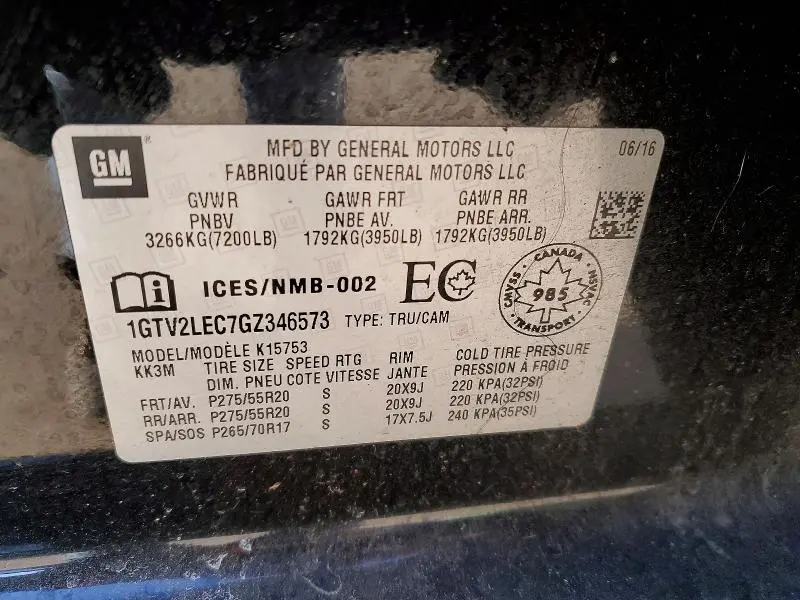 2016 GMC SIERRA K1500  