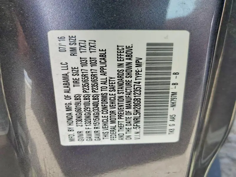 2016 HONDA ODYSSEY LX  