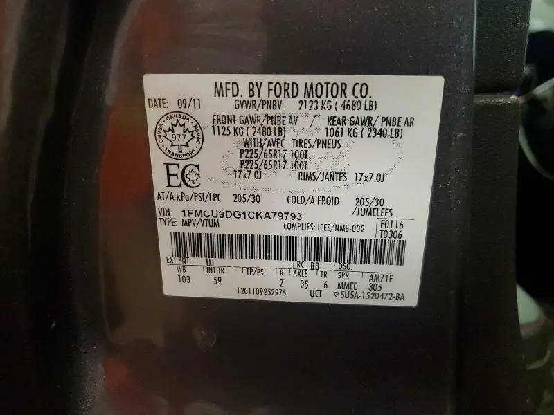 2012 FORD ESCAPE XLT  