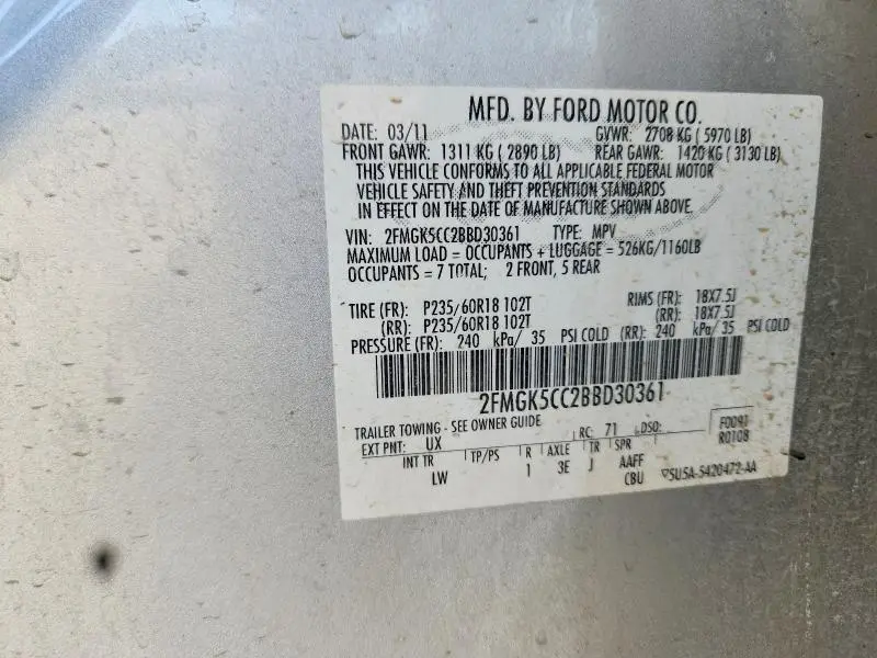 2011 FORD FLEX SEL  