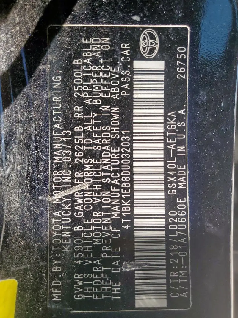 2013 TOYOTA AVALON BASE  