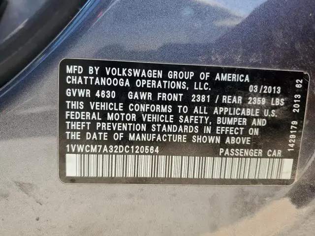 2013 VOLKSWAGEN PASSAT SEL  