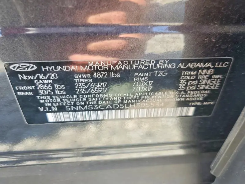 2020 HYUNDAI SANTA FE SEL  