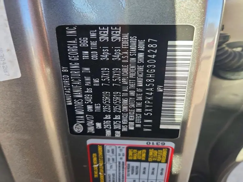 2017 KIA SORENTO S V6  