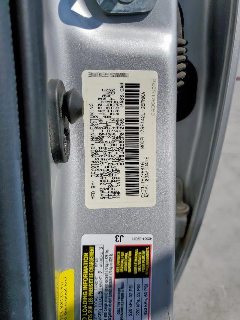 2012 TOYOTA COROLLA BASE  