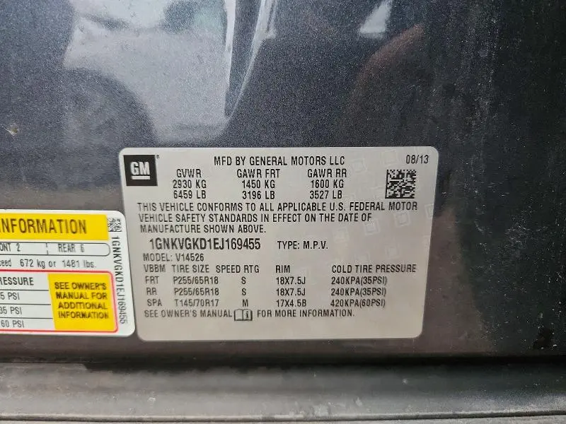 2014 CHEVROLET TRAVERSE LT  