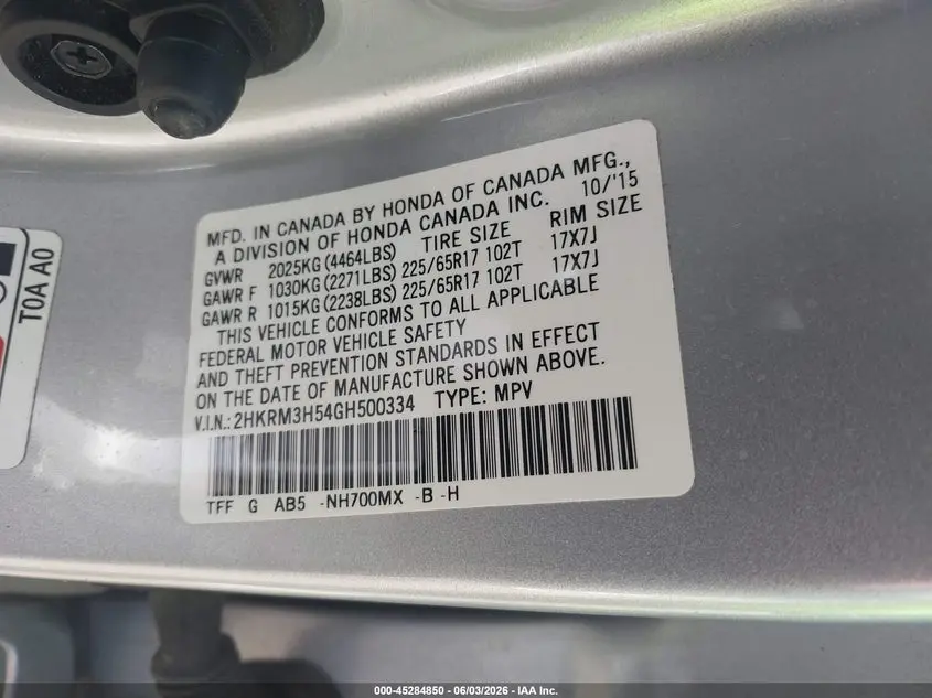 2016 HONDA CR-V EX