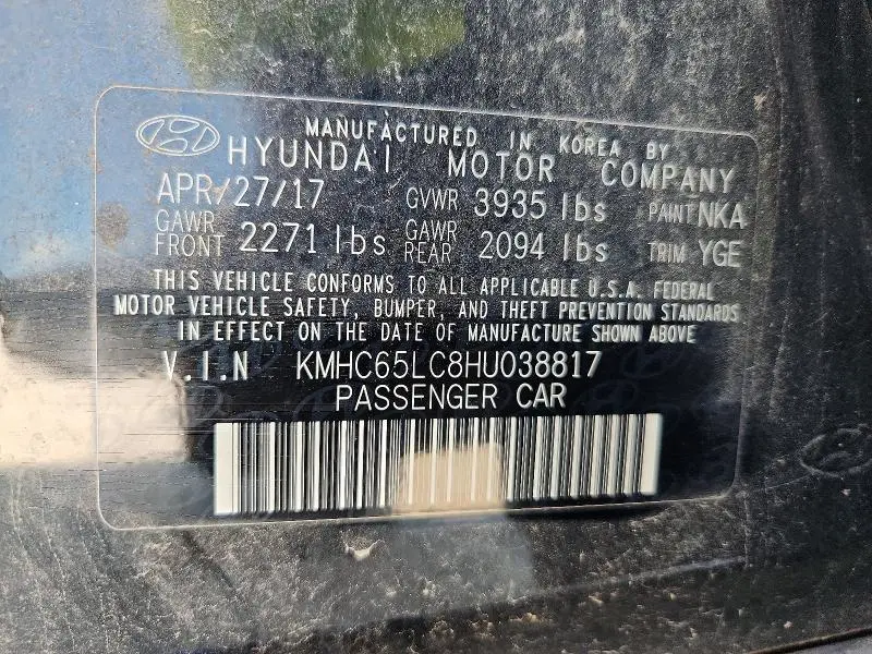 2017 HYUNDAI IONIQ BLUE  