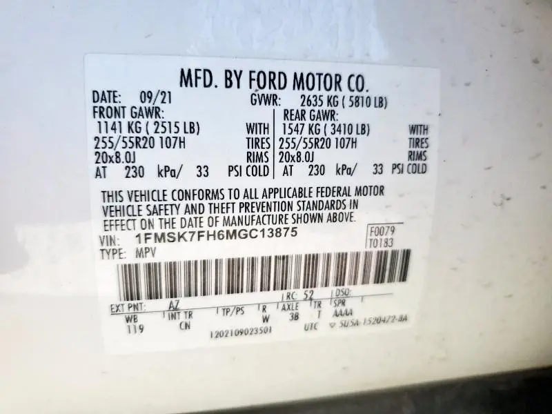 2021 FORD EXPLORER LIMITED  