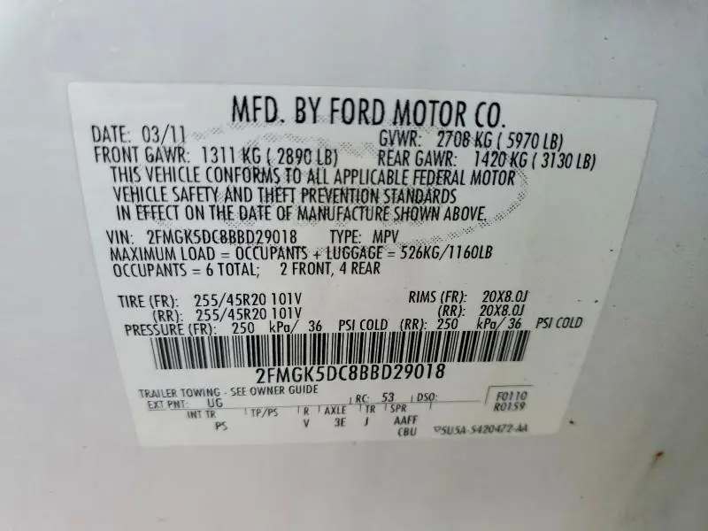 2011 FORD FLEX LIMITED  