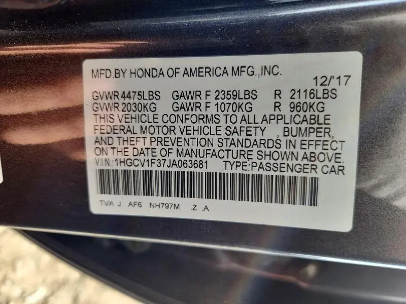 2018 HONDA ACCORD SPORT  