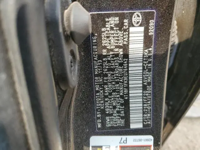 2014 TOYOTA CAMRY L  