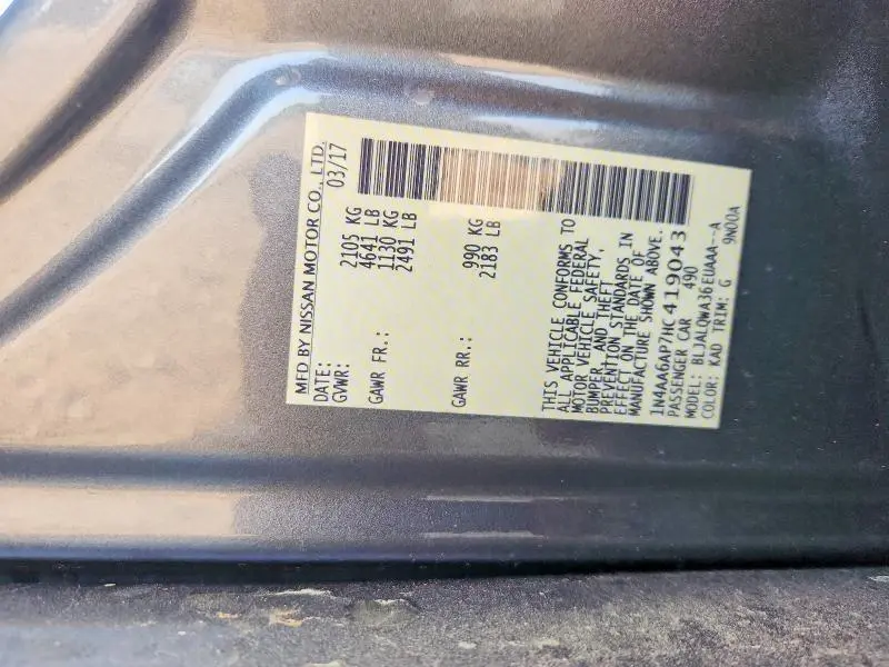 2017 NISSAN MAXIMA 3.5 S  