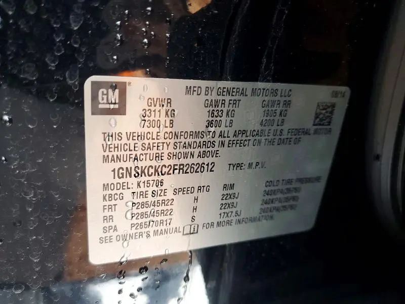 2015 CHEVROLET TAHOE K1500 LTZ  