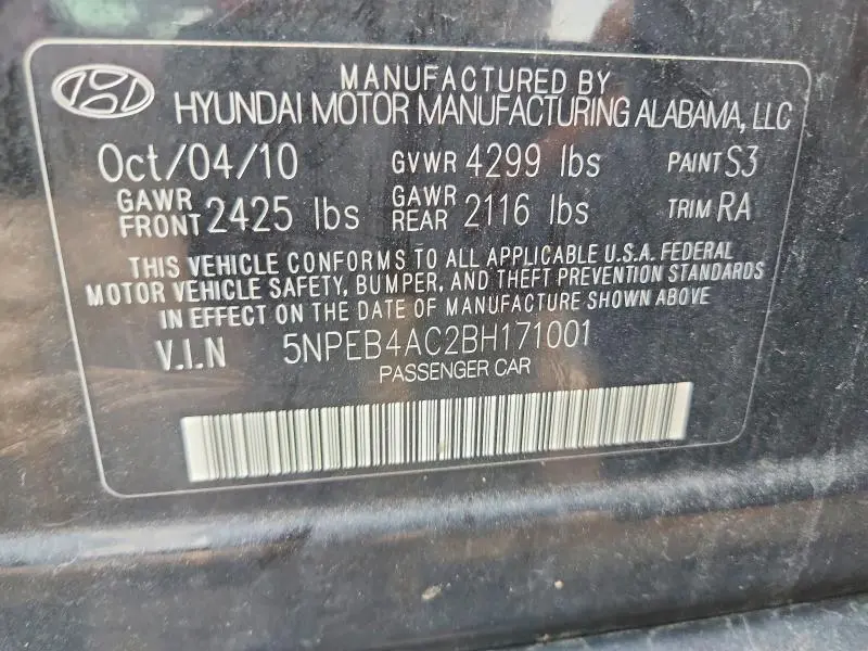 2011 HYUNDAI SONATA GLS  