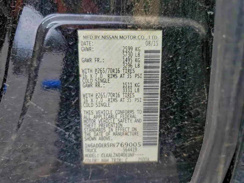 2015 NISSAN FRONTIER S  