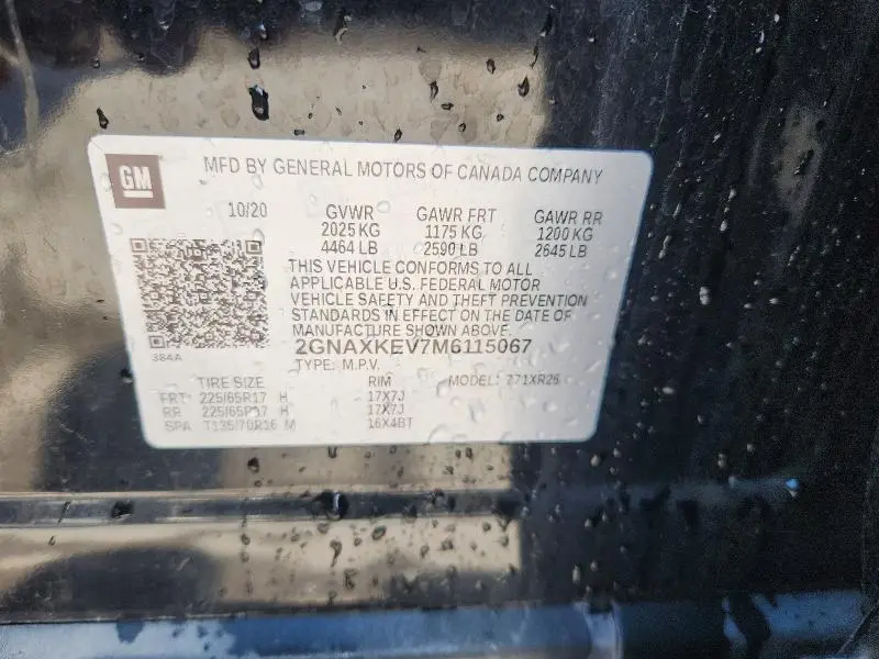 2021 CHEVROLET EQUINOX LT  