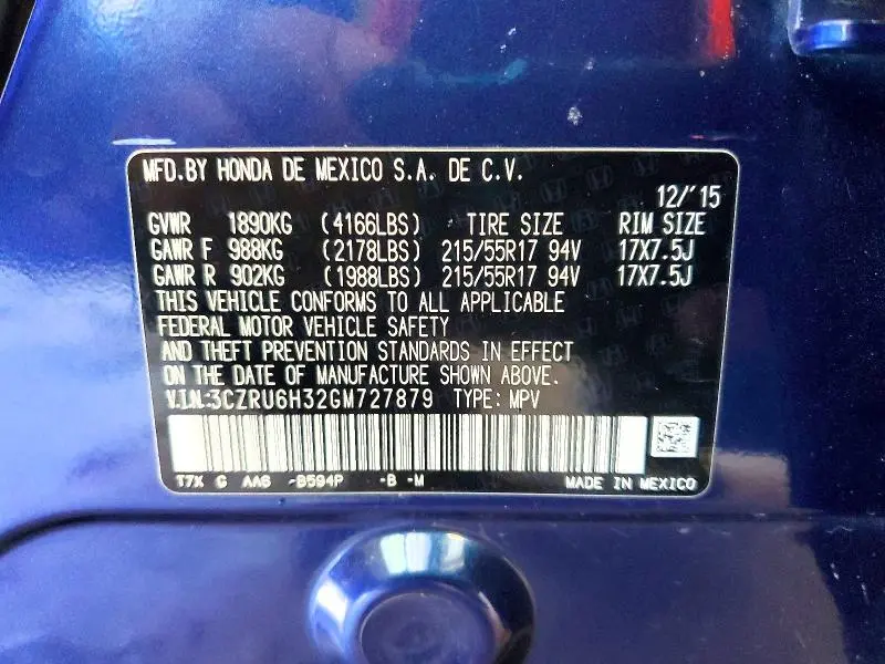 2016 HONDA HR-V LX  