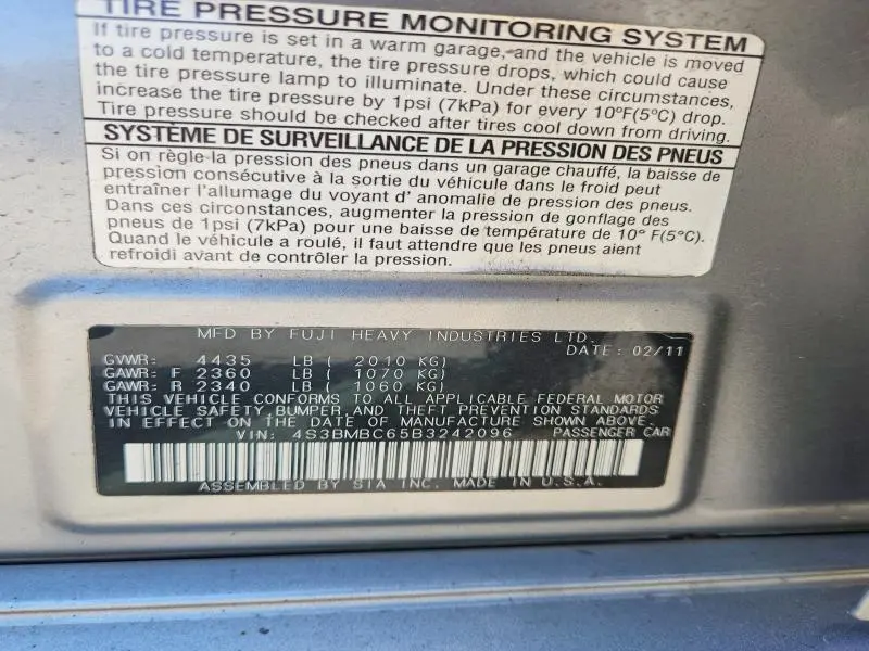 2011 SUBARU LEGACY 2.5I PREMIUM  