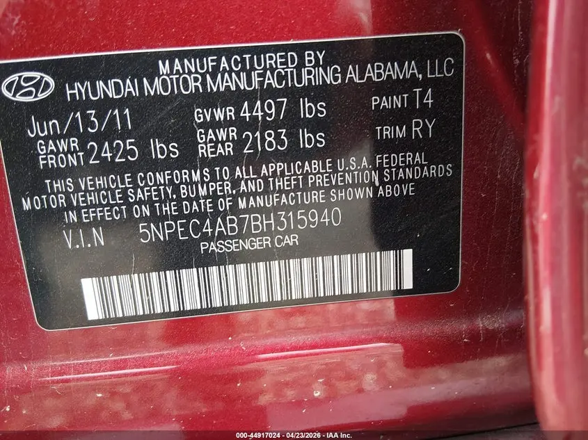 2011 HYUNDAI SONATA SE 2.0T