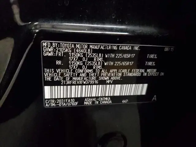 2015 TOYOTA RAV4 XLE  