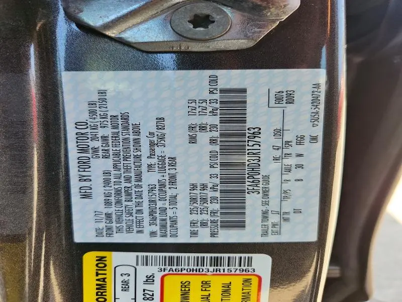 2018 FORD FUSION SE  