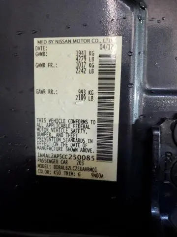 2012 NISSAN ALTIMA BASE  