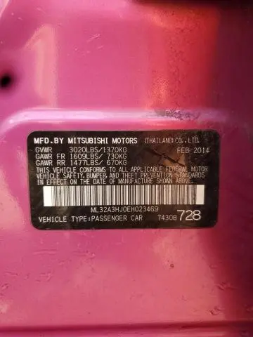 2014 MITSUBISHI MIRAGE DE