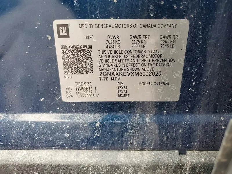 2021 CHEVROLET EQUINOX LT  