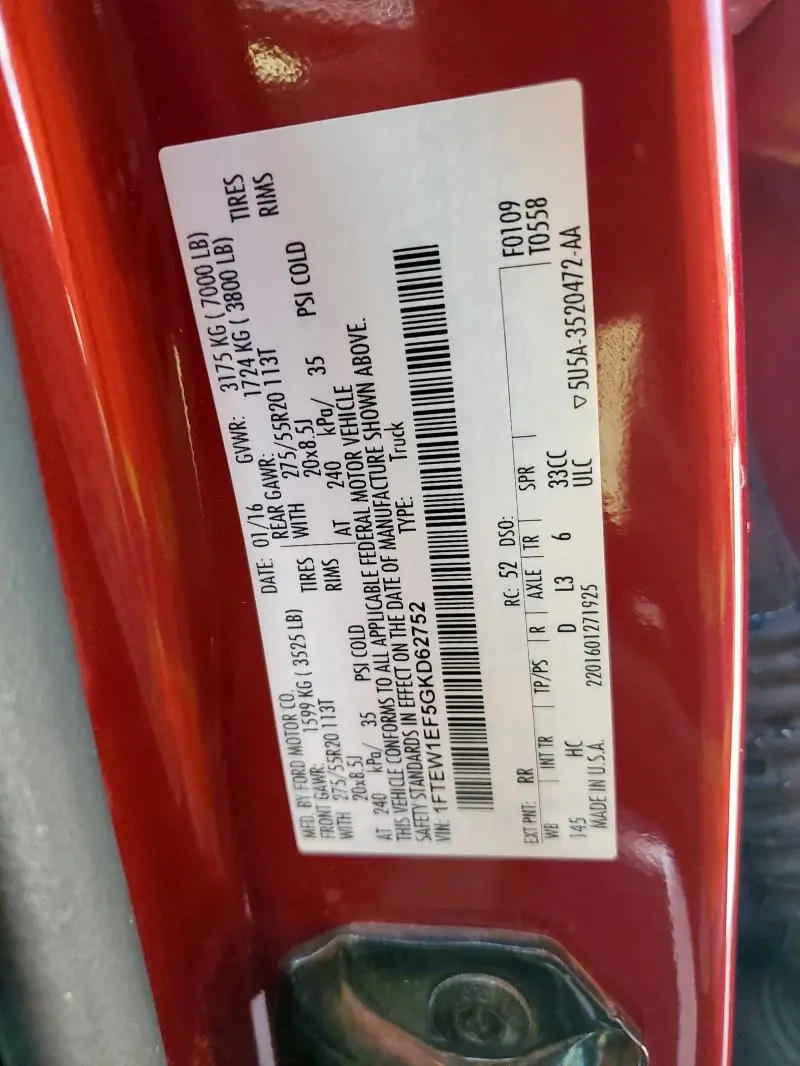 2016 FORD F150 SUPERCREW  