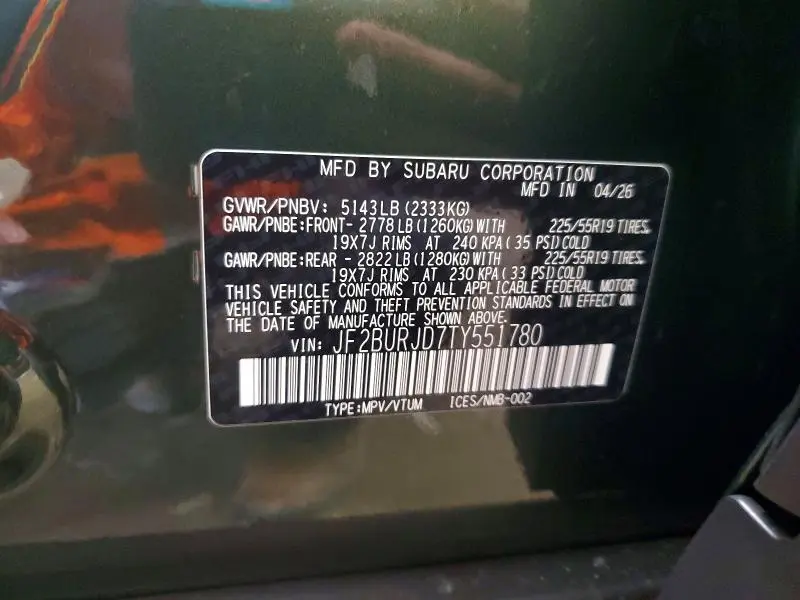 2026 SUBARU OUTBACK TOURING XT  