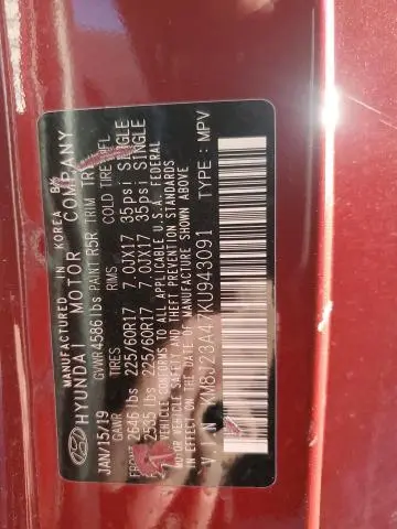 2019 HYUNDAI TUCSON SE  