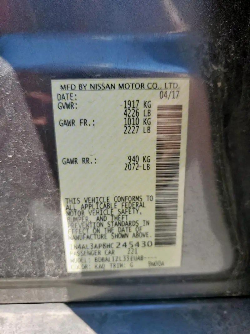 2017 NISSAN ALTIMA 2.5  