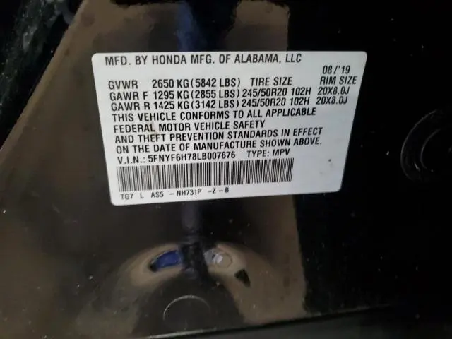 2020 HONDA PILOT BLACK  